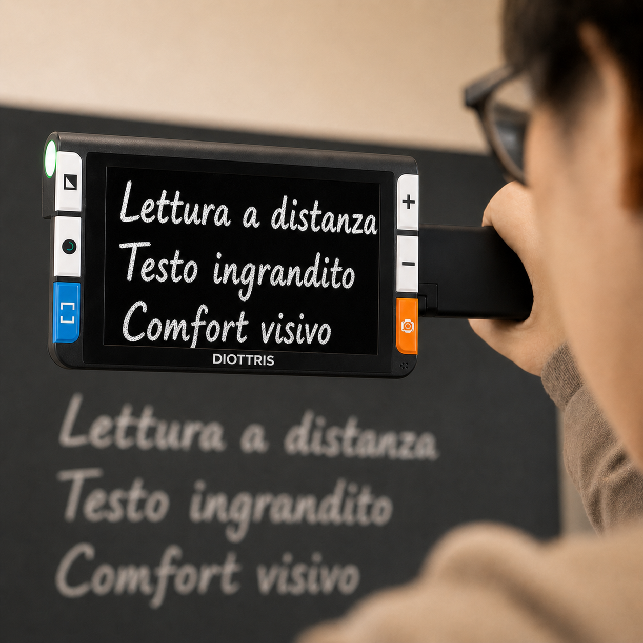 Diottris Lettore – Lente elettronica per leggere facilmente