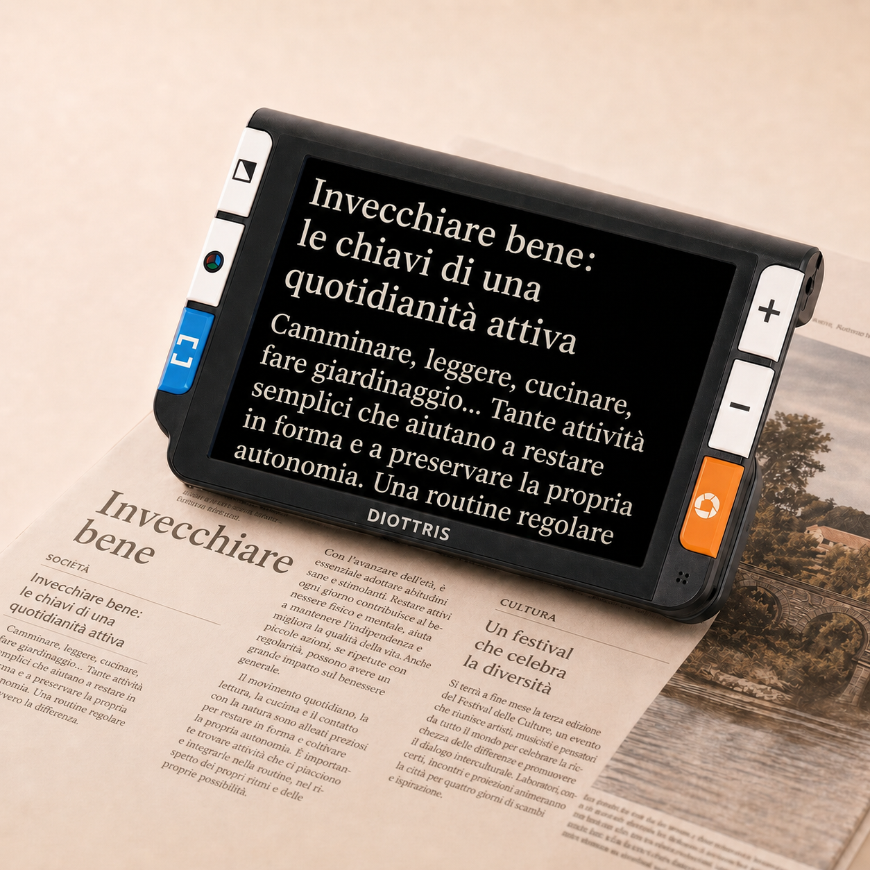 Diottris Lettore – Lente elettronica per leggere facilmente